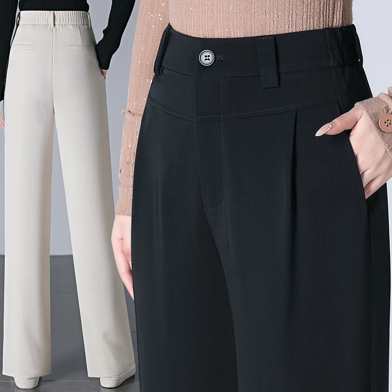 Women's high waisted casual pants new autumn versatile design slim fit straight tube narrow version wide leg Pants long Pants