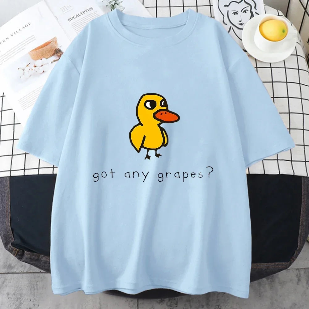 The Duck Song Got Any Grapes T Shirts Funny Patterns Manga/Comic Tshirts 100% Cotton T-shirts Originality Short Sleeve Fashional