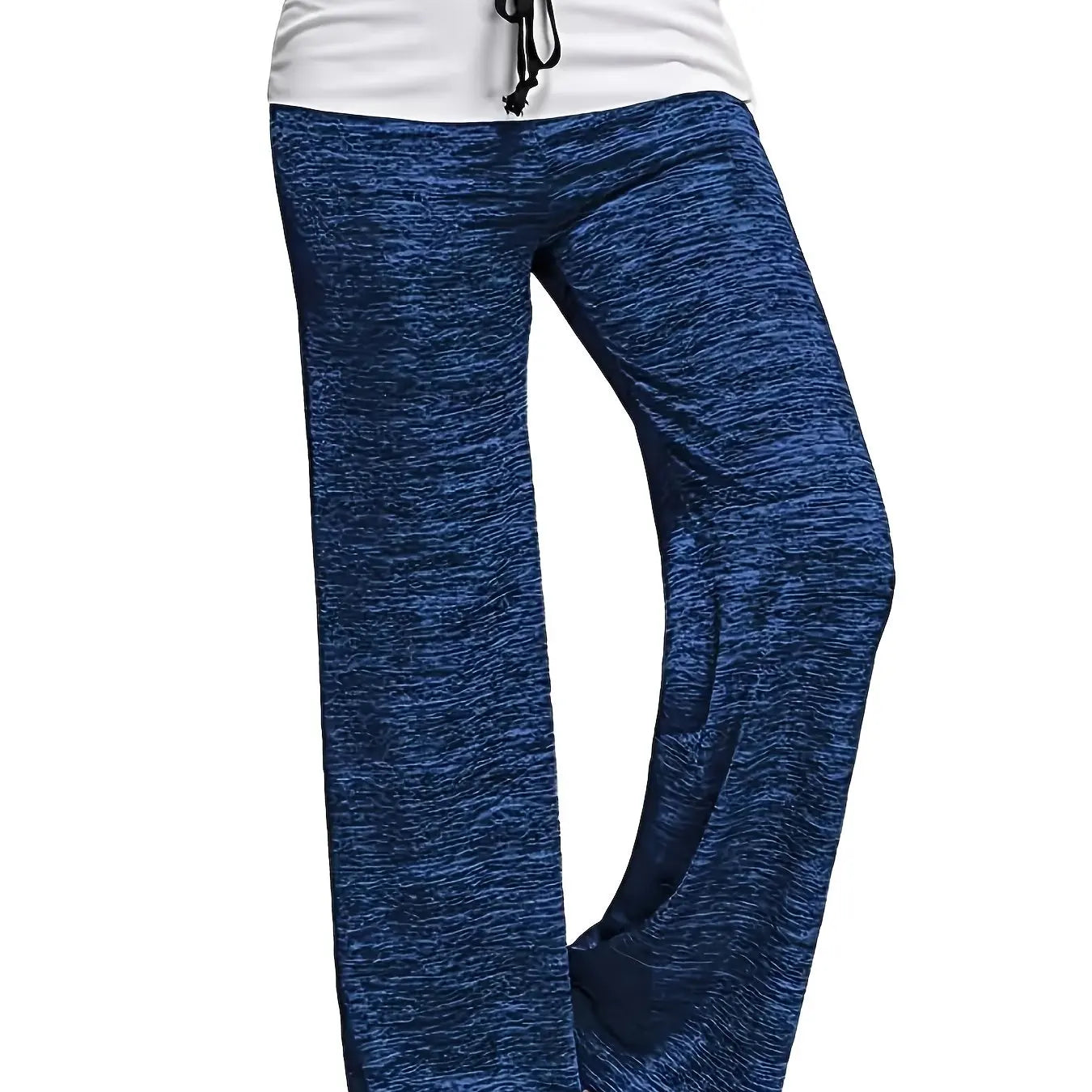 Plus Size 1XL-5XL Women's Casual Loose Drawstring Splicing Pants Fashion Wide Leg Stretch Yoga Pants