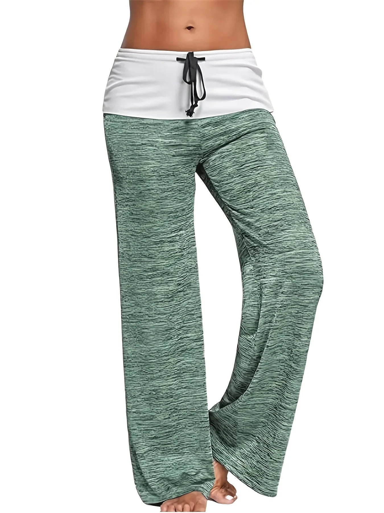 Plus Size 1XL-5XL Women's Casual Loose Drawstring Splicing Pants Fashion Wide Leg Stretch Yoga Pants